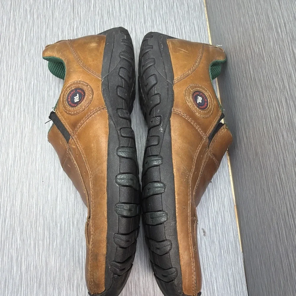 Polo Sport Ralph Lauren Driving Loafers Brown Leather Slip On‎ Shoes Mens 8B